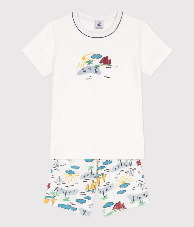 Pyjacourt explorateur en coton enfant blanc/multicouleur