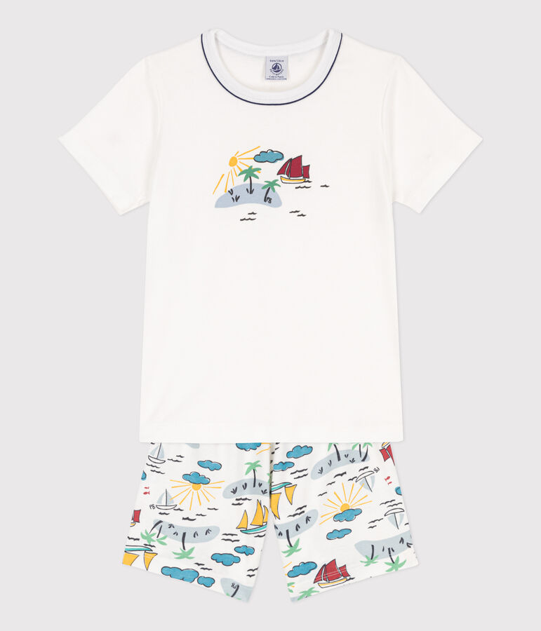 Pyjacourt explorateur en coton enfant blanc MARSHMALLOW/blanc MULTICO