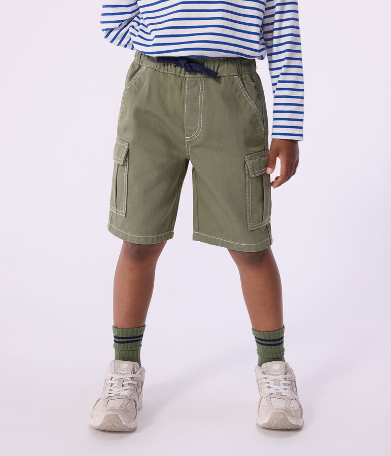 Bermuda cargo enfant en coton vert OLIVINE