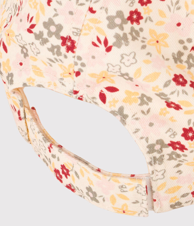 Casquette fleurs enfant fille &eacute;cru/multicouleur