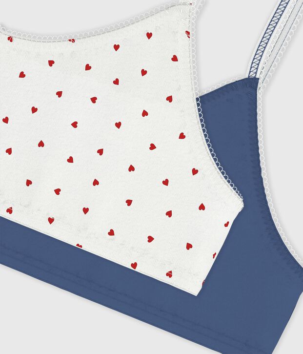 Lot de brassi&egrave;res enfant en coton et &eacute;lasthanne imprim&eacute; c&oelig;urs multicouleur