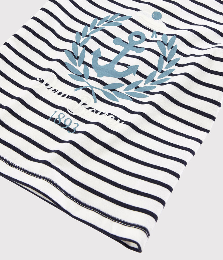 Tee-shirt manches courtes en jersey enfant gar&ccedil;on blanc/bleu