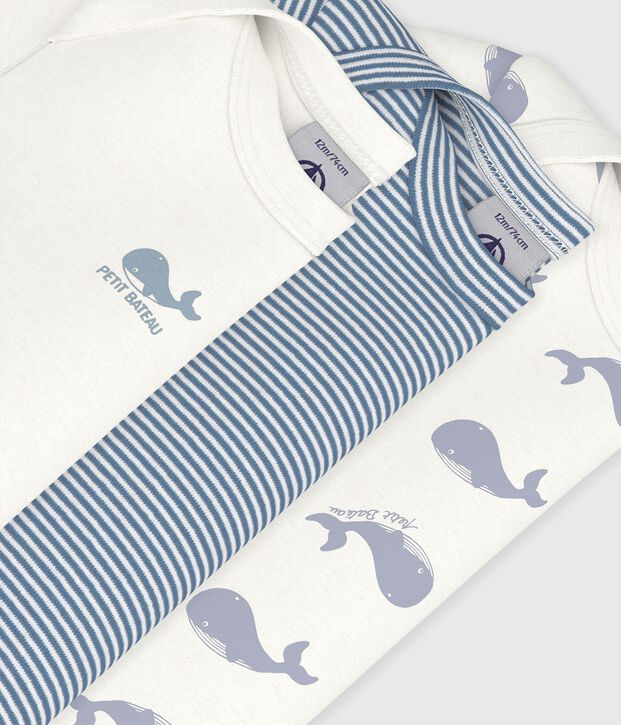 Lot de bodies manches courtes en coton imprim&eacute; baleine b&eacute;b&eacute; multicouleur