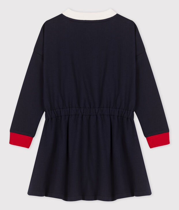Robe manches longues en molleton enfant fille bleu marine