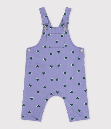 Salopette bébé en serge jambes longues imprimée cœurs