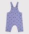 Salopette b&eacute;b&eacute; en serge jambes longues imprim&eacute;e c&oelig;urs violet/multicouleur
