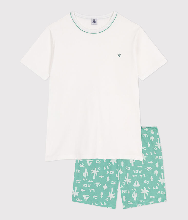 Pyjama short enfant en coton MARSHMALLOW/ ALOEVERA