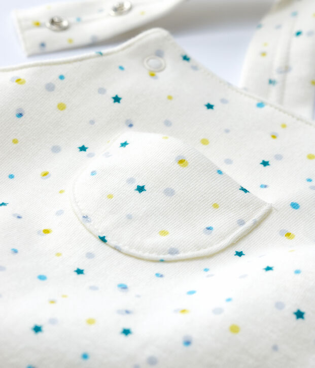 Combicourt b&eacute;b&eacute; en jersey double face en coton biologique blanc/multicouleur