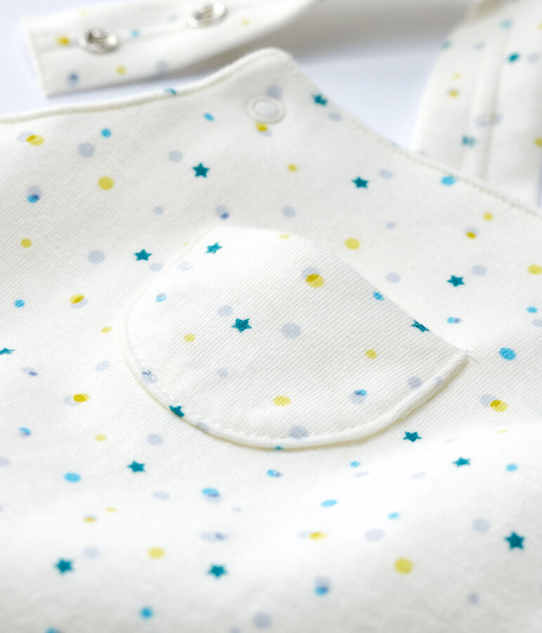 Combicourt b&eacute;b&eacute; en jersey double face en coton biologique blanc MARSHMALLOW/blanc MULTICO