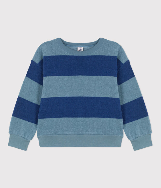 Sweatshirt en bouclette &eacute;ponge enfant fille / gar&ccedil;on bleu/bleu