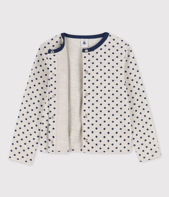 Cardigan en molleton enfant fille gris BELUGA/bleu MEDIEVAL