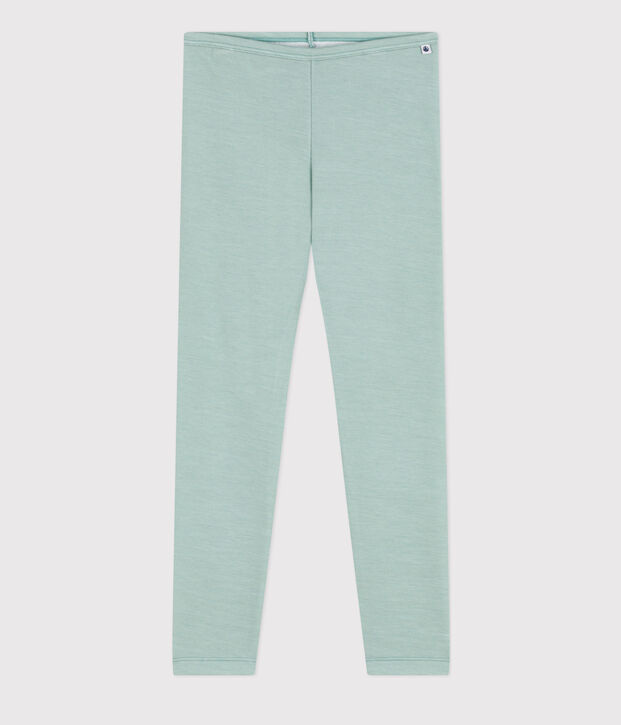 Legging petite fille/petit gar&ccedil;on en laine et coton vert