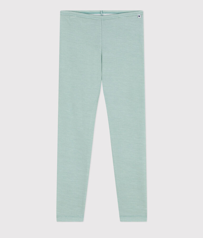 Legging petite fille/petit gar&ccedil;on en laine et coton vert PAUL