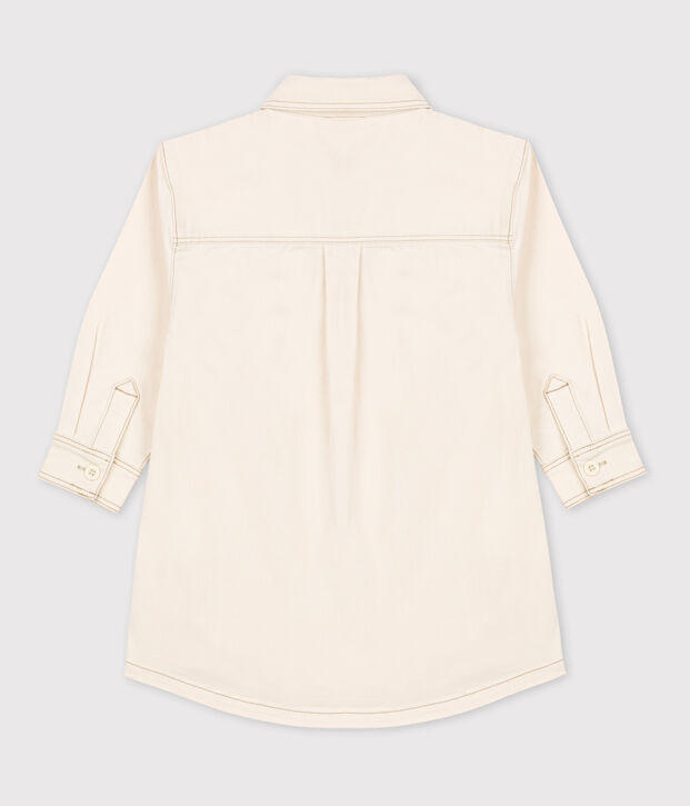 Robe manches longues en denim enfant fille &eacute;cru