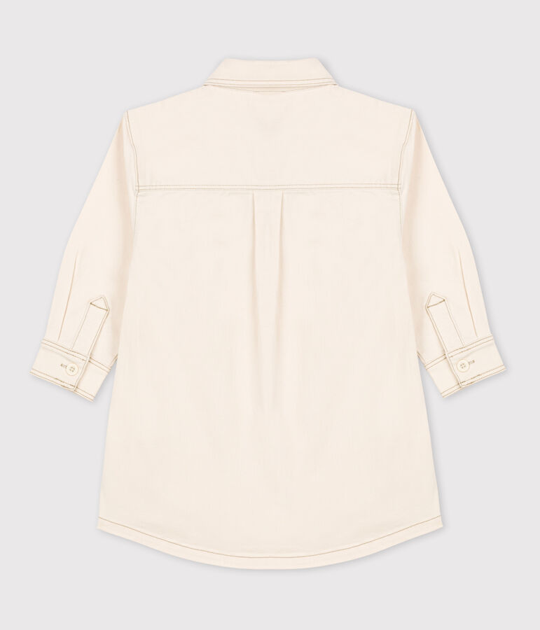 Robe manches longues en denim enfant fille &eacute;cru