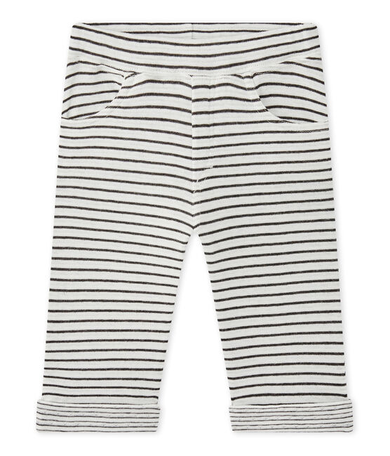 Pantalon bébé garçon rayé blanc MARSHMALLOW/noir CITY