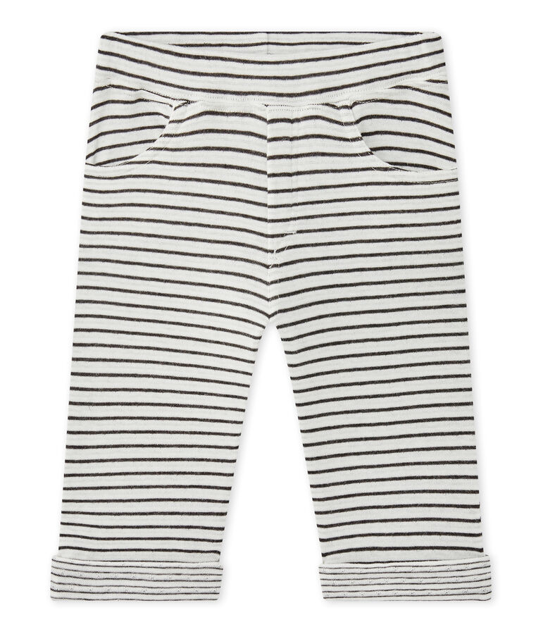 Pantalon b&eacute;b&eacute; gar&ccedil;on ray&eacute; blanc MARSHMALLOW/noir CITY
