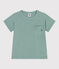 Teeshirt enfant en coton manches courtes uni vert PAUL