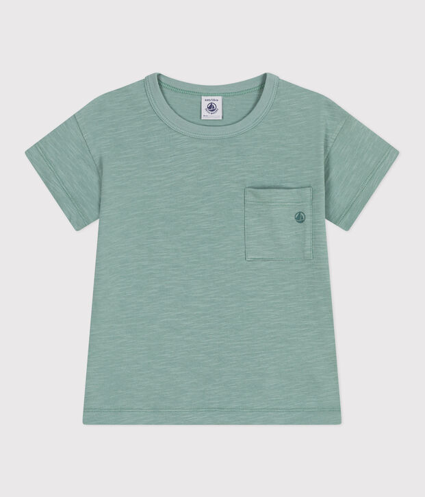 Teeshirt enfant en coton manches courtes uni vert