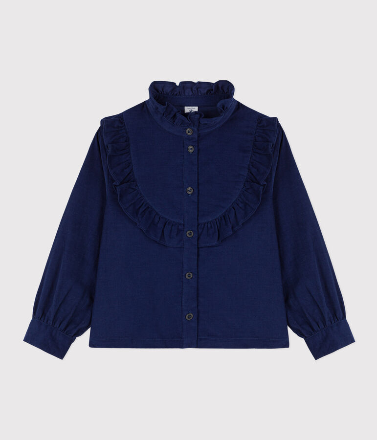 Blouse en velours fin enfant fille BLEU FONCE