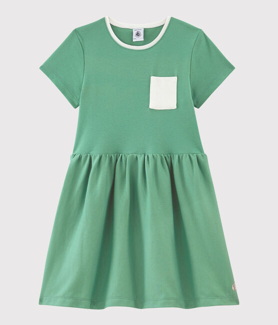 Robe manches courtes en coton enfant fille vert ALOEVERA