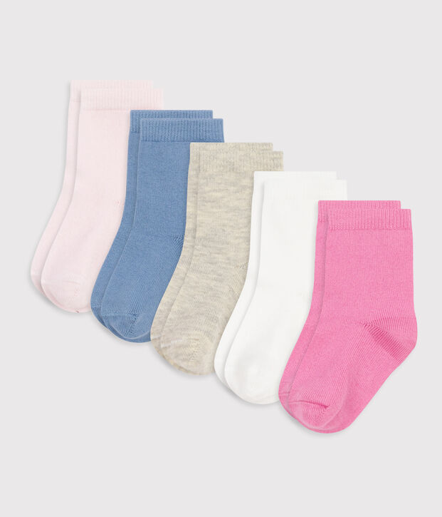 5 paires de chaussettes b&eacute;b&eacute; unies en coton multicouleur