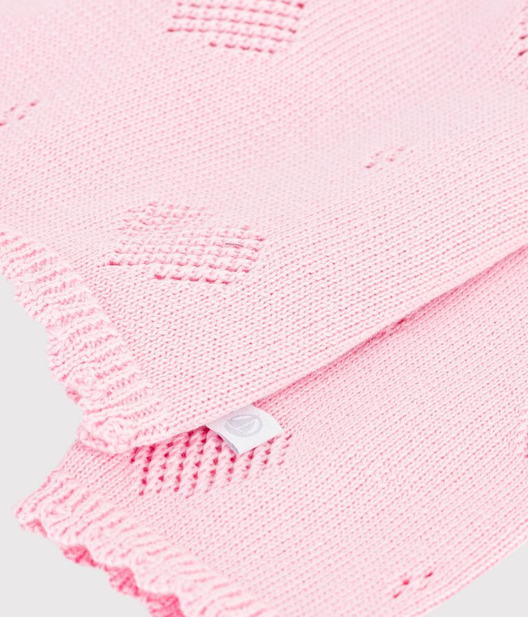 Cardigan b&eacute;b&eacute; en coton &agrave; motifs c&oelig;urs rose