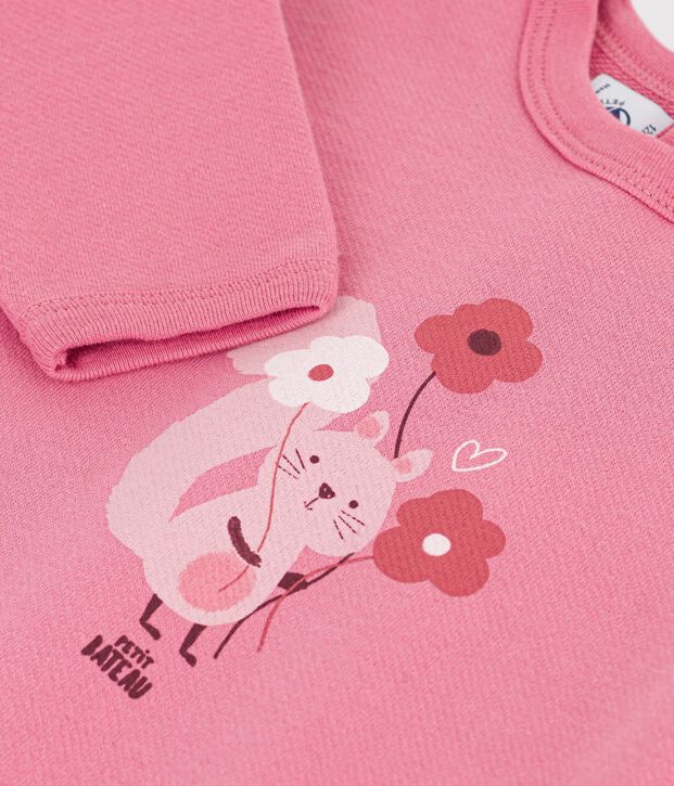 Sweatshirt b&eacute;b&eacute; en coton imprim&eacute; animalier rose