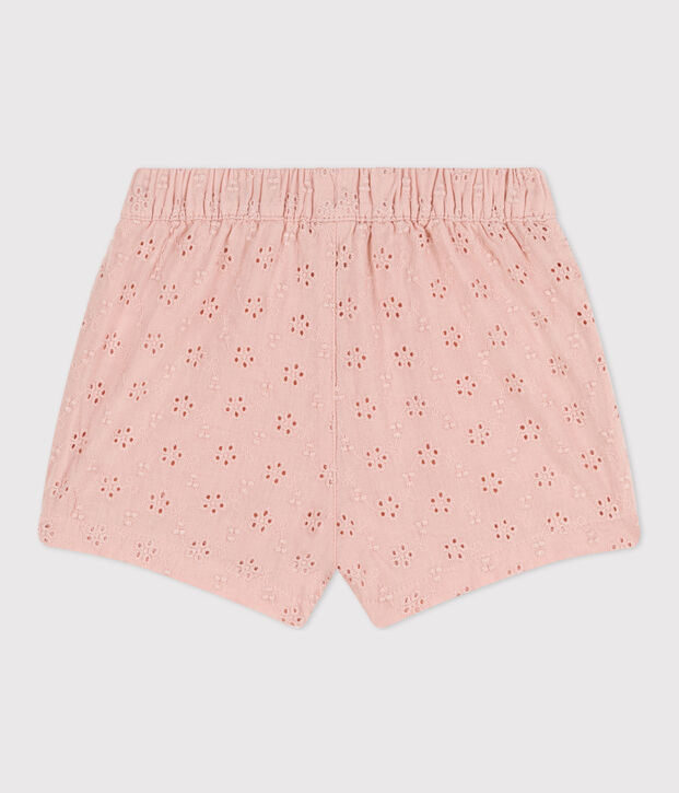 Short b&eacute;b&eacute; en broderie anglaise rose