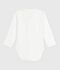 Body b&eacute;b&eacute; &agrave; col brod&eacute; en coton uni blanc/rouge