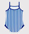 Maillot de bain bébé une pièce à volants, imprimé rayé bleu SURF/blanc MARSHMALLOW