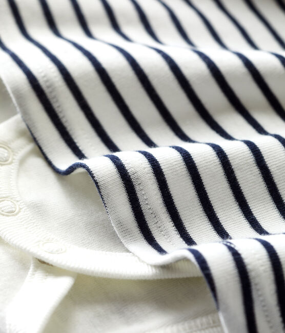 Robe body rayée marinière en coton bio bébé blanc MARSHMALLOW/bleu SMOKING