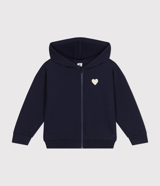 Sweatshirt zippé à capuche en molleton enfant fille bleu SMOKING