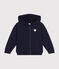 Sweatshirt zippé à capuche en molleton enfant fille bleu SMOKING