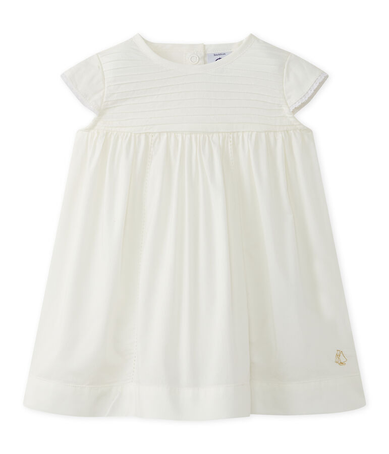 Robe b&eacute;b&eacute; fille en popeline blanc MARSHMALLOW