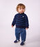 Sweatshirt b&eacute;b&eacute; en coton &agrave; rayures et son col polo bleu/multicouleur