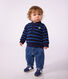 Sweatshirt b&eacute;b&eacute; en coton &agrave; rayures et son col polo