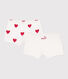 Lot de 2 shorties enfant en coton imprimé cœurs