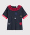 Tee-shirt brodé enfant fille bleu SMOKING