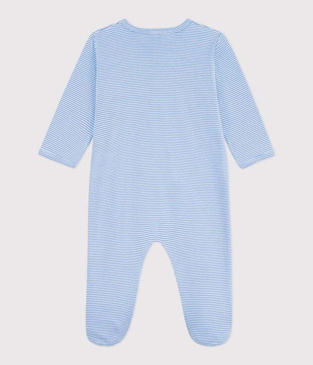 Pyjama b&eacute;b&eacute; en coton imprim&eacute; &agrave; rayures bleu/blanc