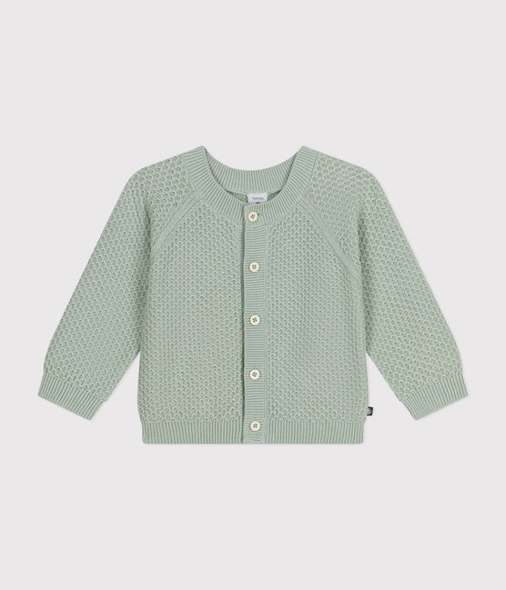 Cardigan en tricot de coton bébé vert HERBIER