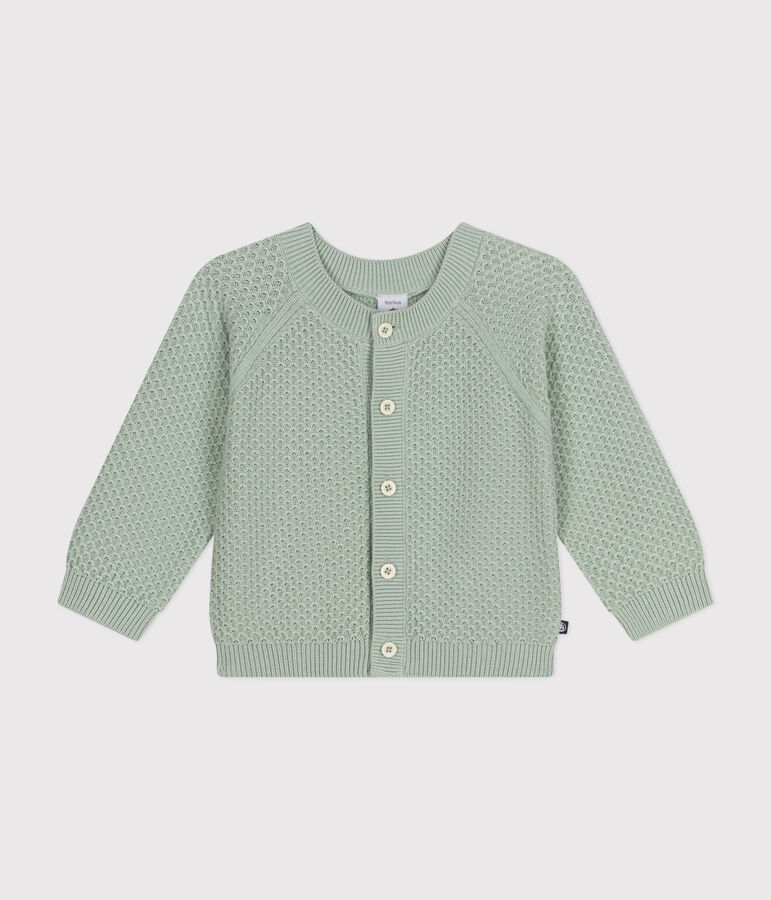 Cardigan en tricot de coton b&eacute;b&eacute; vert HERBIER