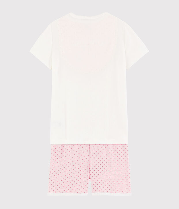 Pyjacourt hippocampes petite fille en coton blanc/rose