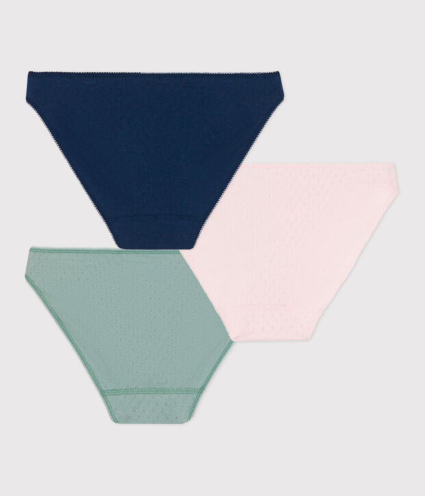 Lot de 3 culottes femme en coton unies multicouleur