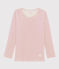 Tee-shirt manches longues milleraies petite fille en laine et coton rose CHARME/blanc MARSHMALLOW