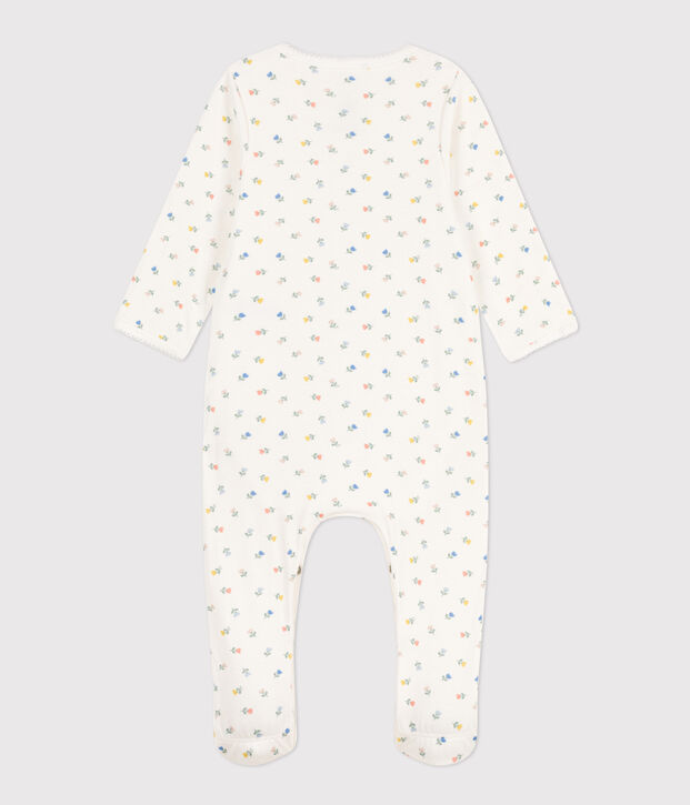 Bodyjama fleurs en coton blanc/multicouleur