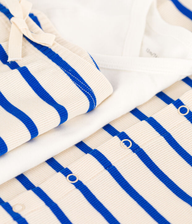 Ensemble &agrave; rayure marini&egrave;re en coton b&eacute;b&eacute; &eacute;cru/bleu