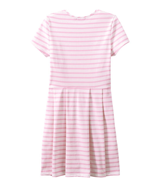 ROBE MANCHE COURTE blanc MARSHMALLOW/rose BABYLONE