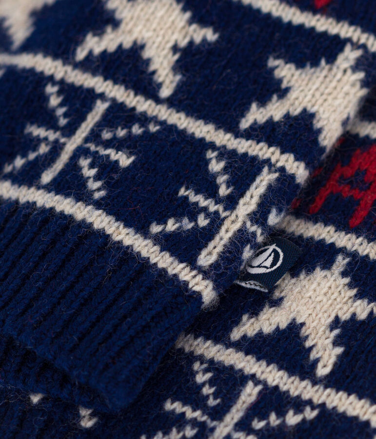 Cardigan en tricot b&eacute;b&eacute; bleu MEDIEVAL/blanc MULTICO