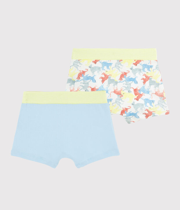 Lot de 2 boxers imprim&eacute; chats petit gar&ccedil;on en coton biologique multicouleur